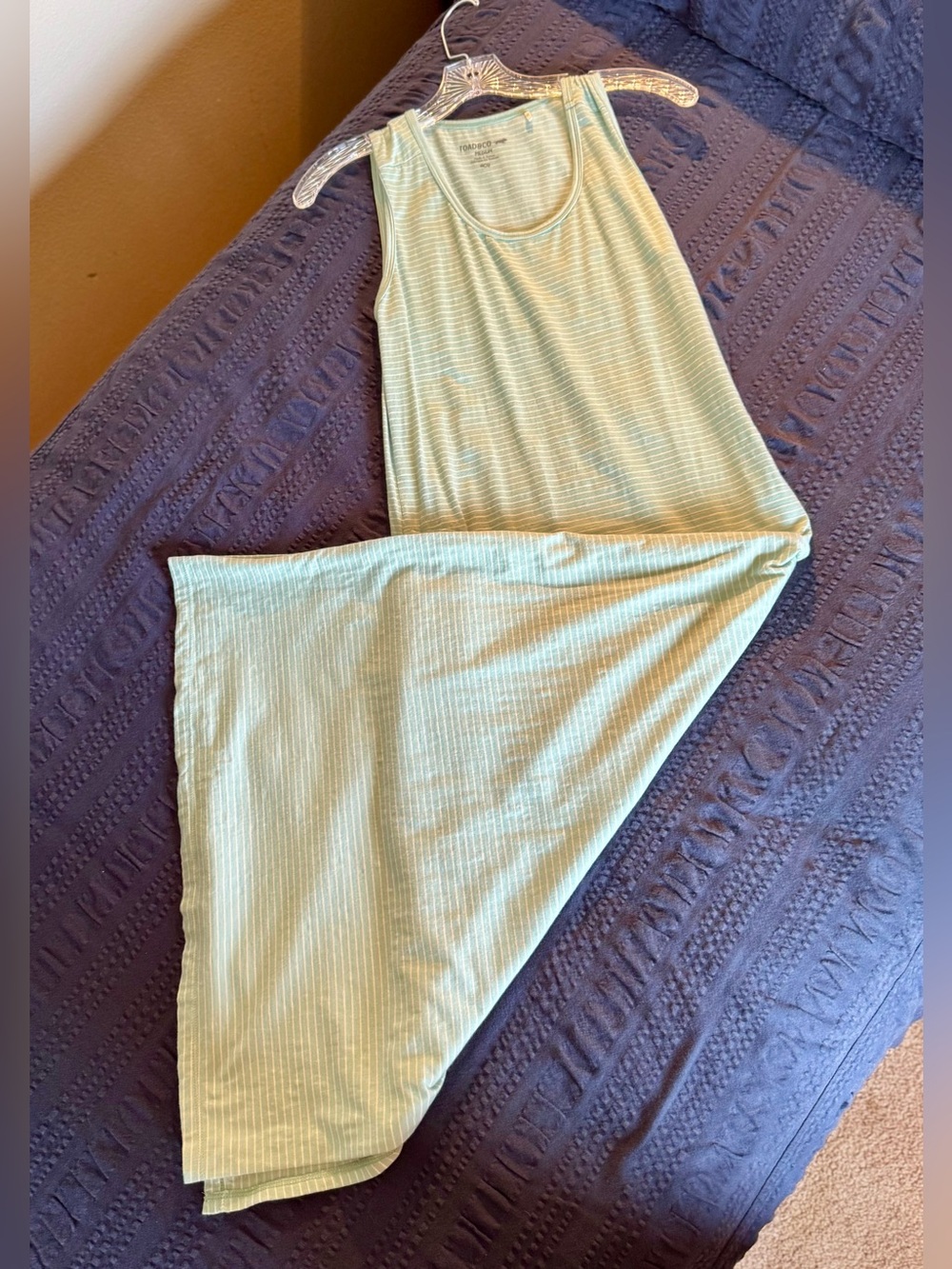 Toad&Co Samba Paseo Midi Sleeveless Dress - Green & White Striped Sz M - Picture 5 of 9